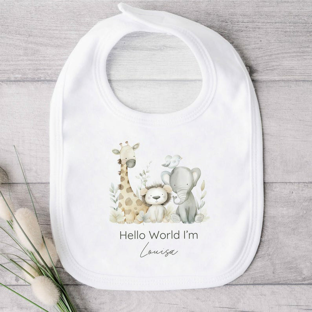 Personalised Beige Jungle Scene Babygrow/Vest/Bib