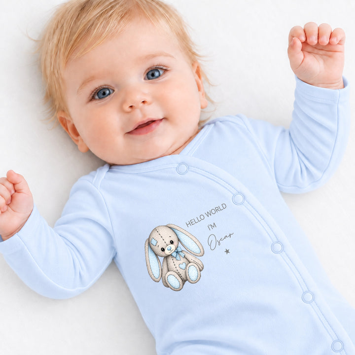 Personalised Boys Blue Rabbit Coming Home Outfit