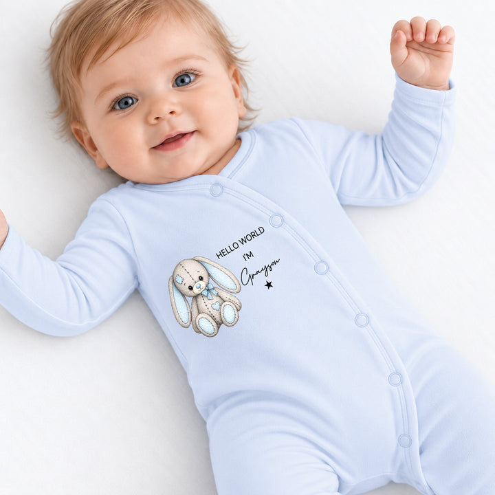 Personalised Boys Blue Rabbit Coming Home Outfit