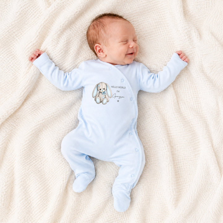 Personalised Boys Blue Rabbit Coming Home Outfit