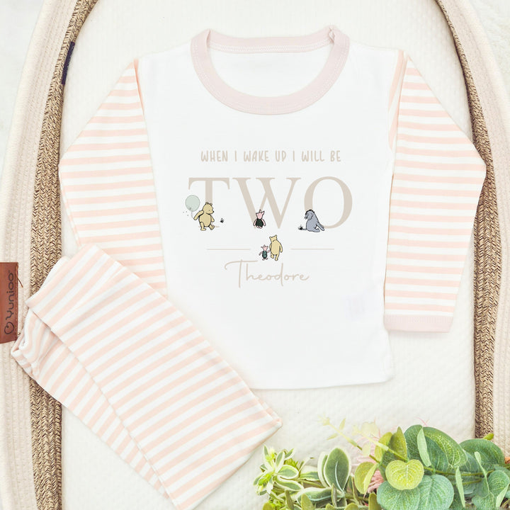 Personalised Beige Pooh Bear Second Birthday Pyjamas