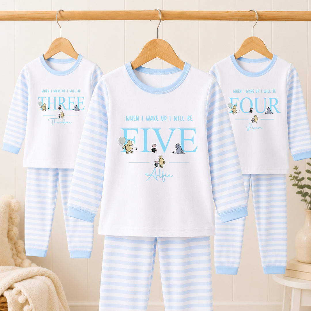 Personalised Blue Bear Any Age When I Wake Up I&