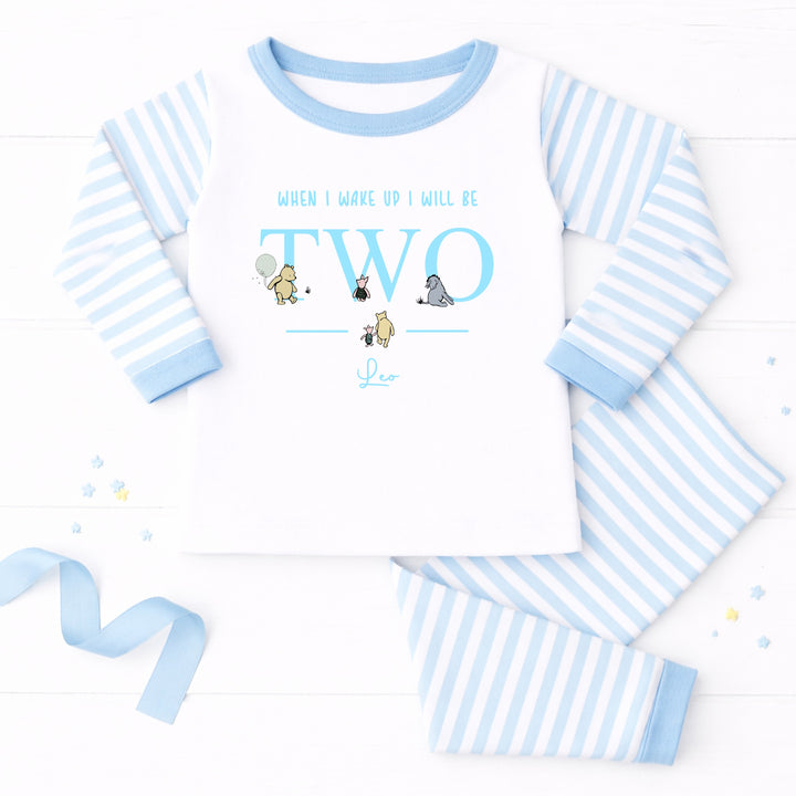Personalised Blue Pooh Bear When I Wake Up I&