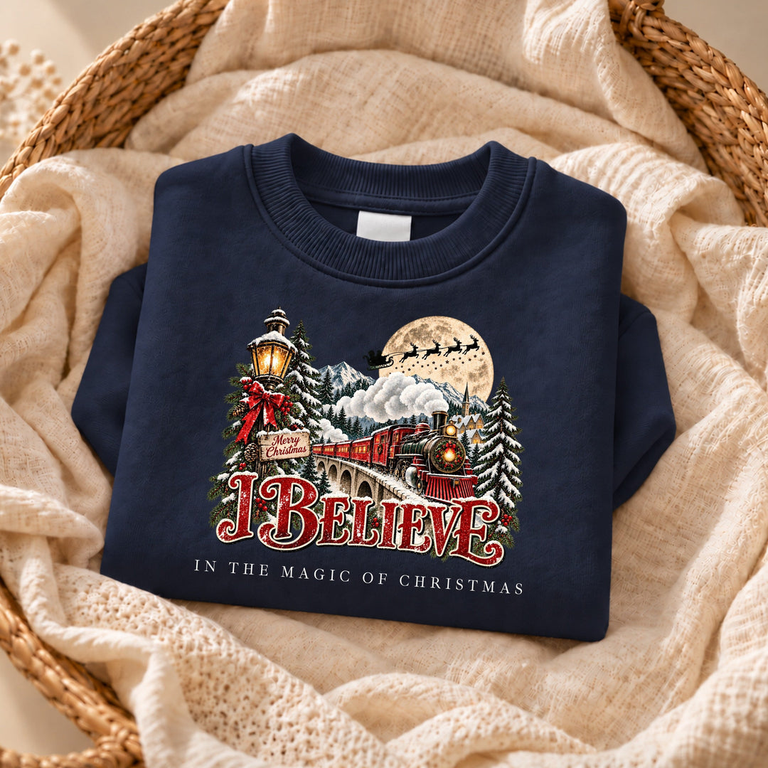 Kids Festive Train I Belive In The Magic Of Christmas Jumper