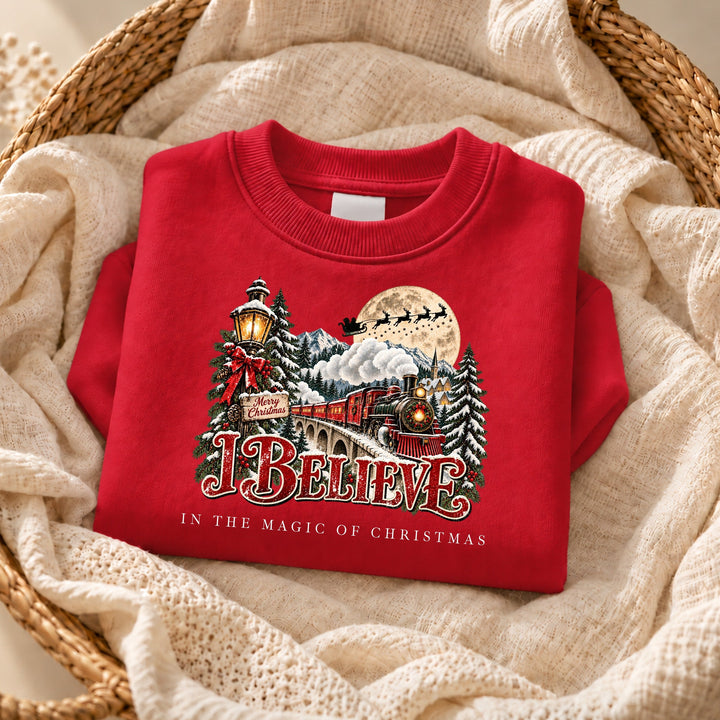 Kids Festive Train I Belive In The Magic Of Christmas Jumper
