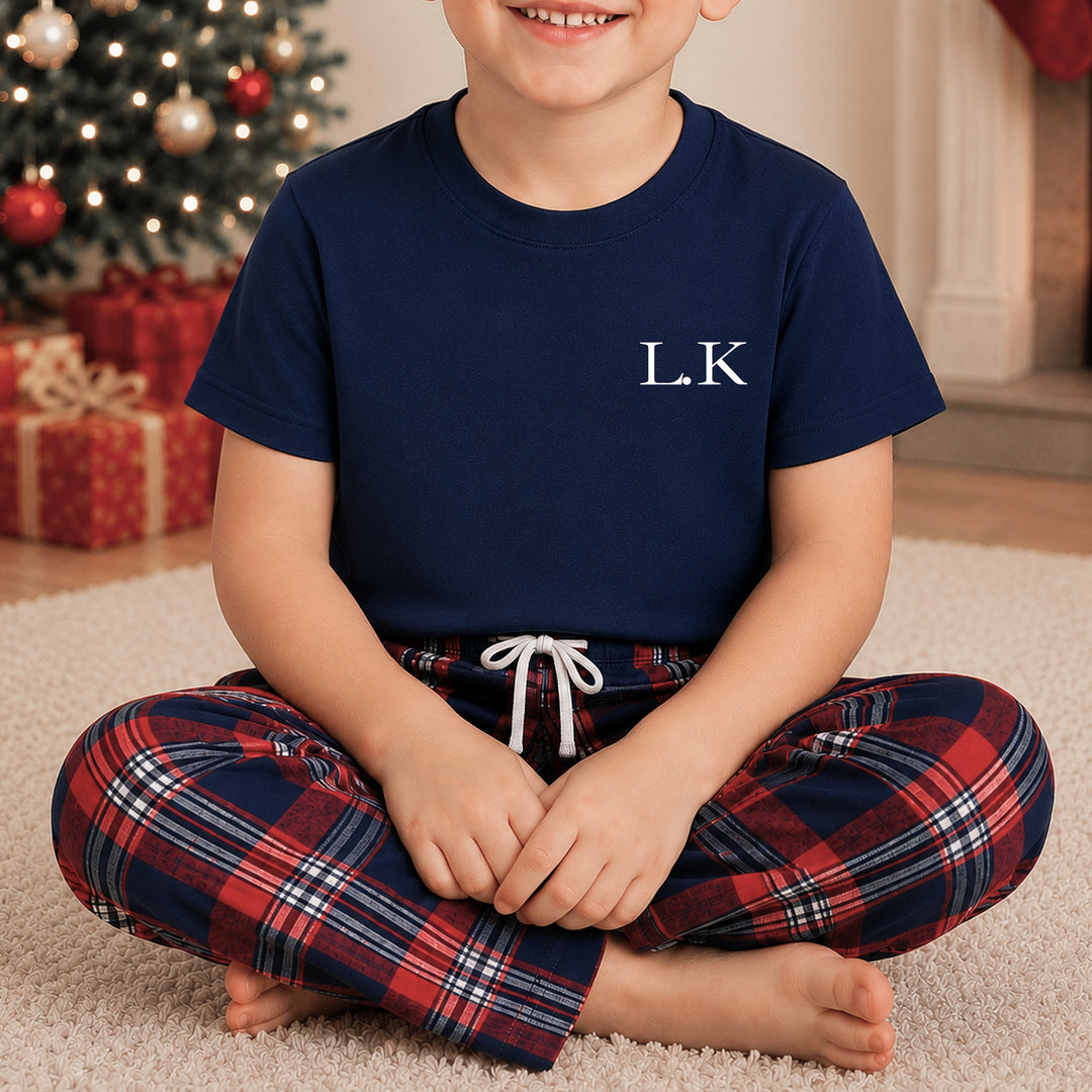 Personalised Initial Family Matching Tartan Christmas Pyjamas
