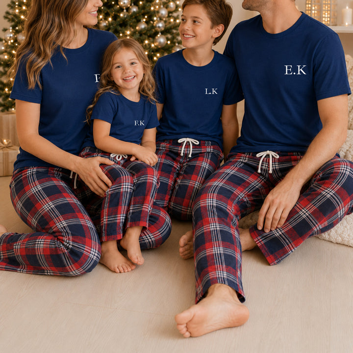 Personalised Initial Family Matching Tartan Christmas Pyjamas