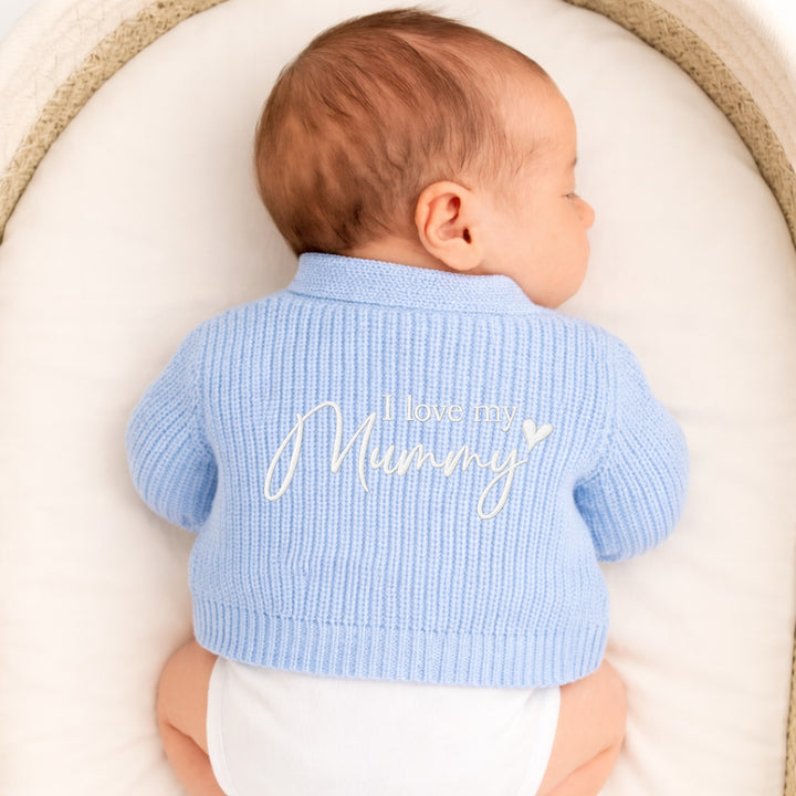 Embroidered I Love My Mummy Knitted Cardigan