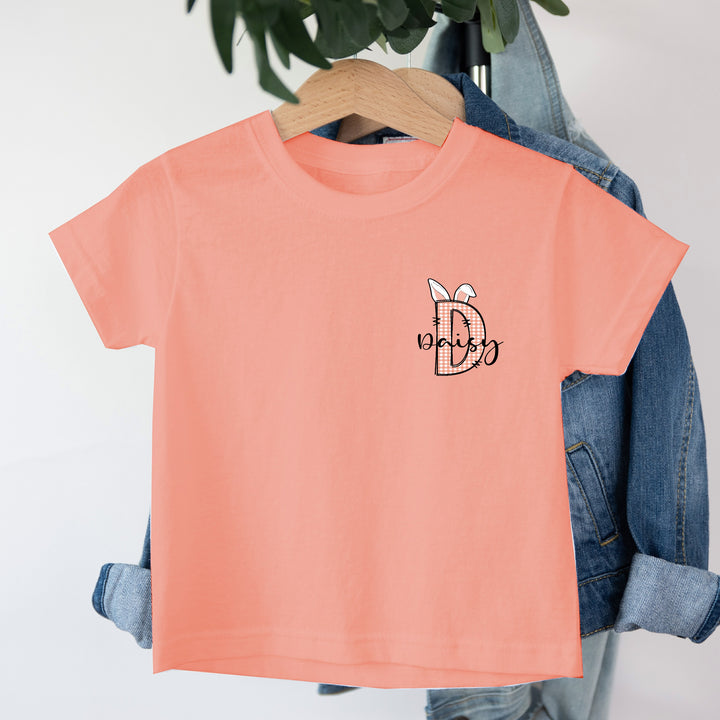 Pink Tartan Bunny Initial Kid's T-shirt