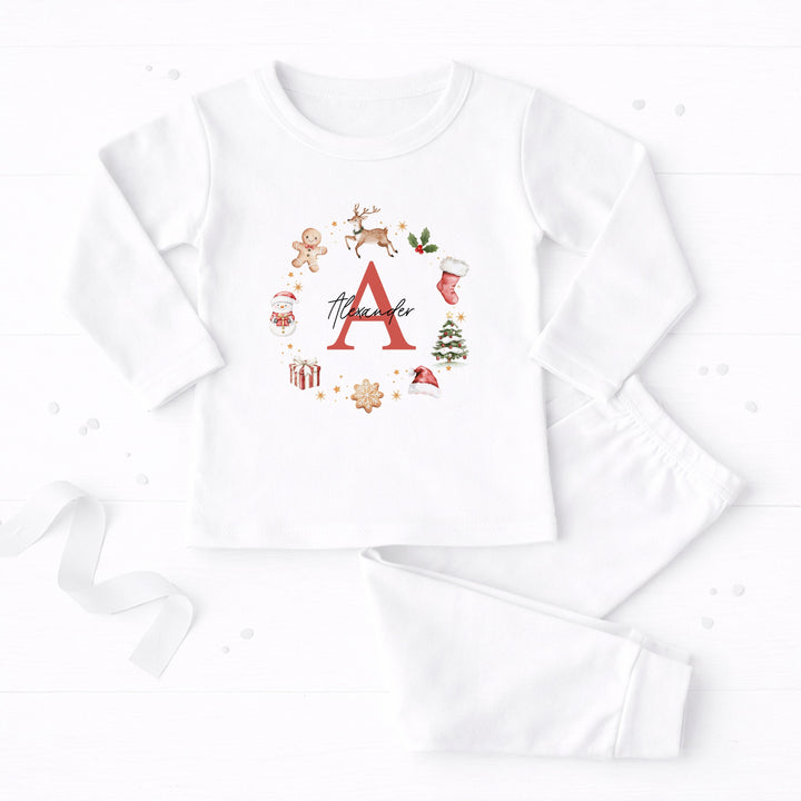 Personalised Gingerbread Wreath Christmas Pyjamas
