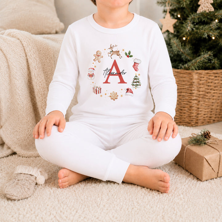 Personalised Gingerbread Wreath Christmas Pyjamas