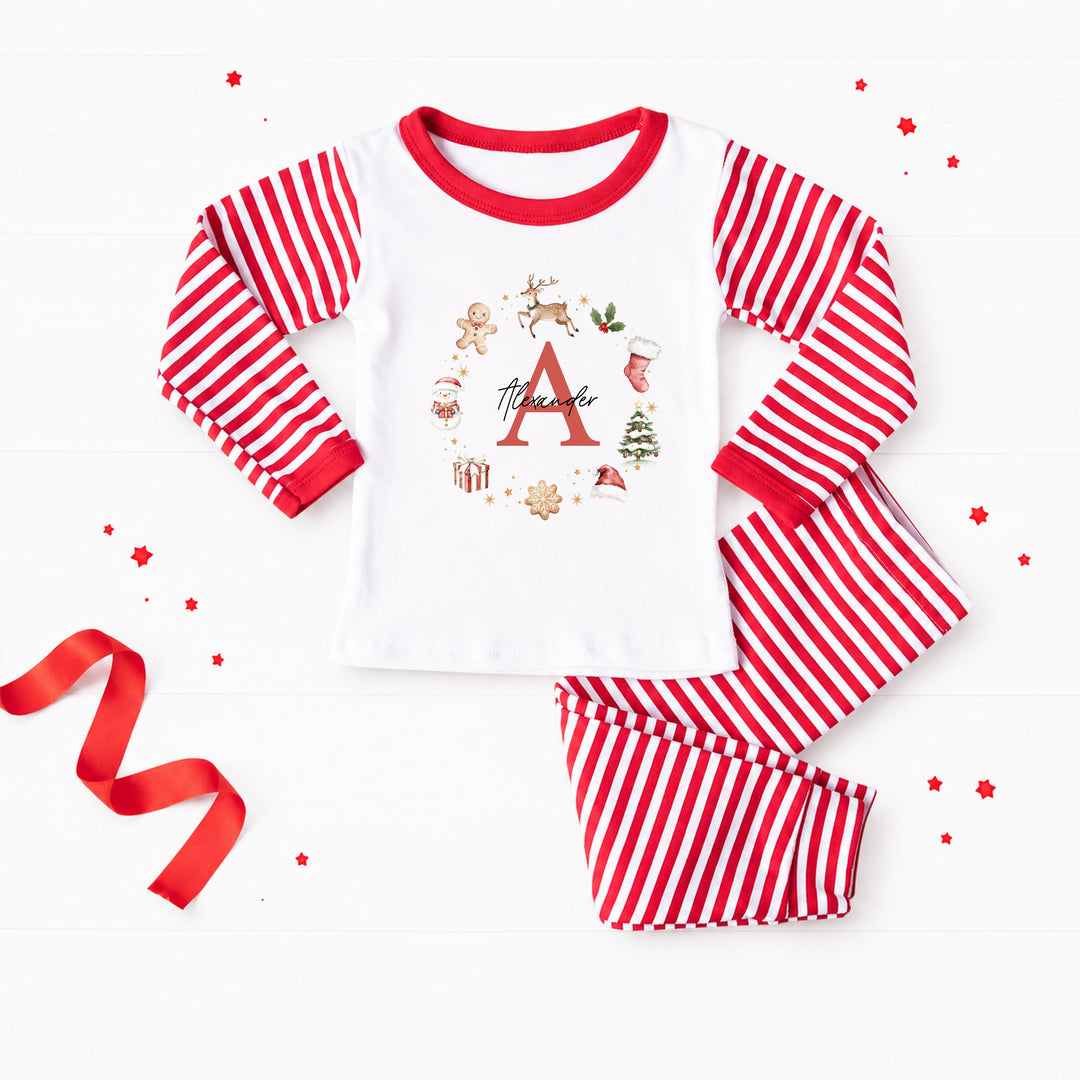 Personalised Gingerbread Wreath Christmas Pyjamas