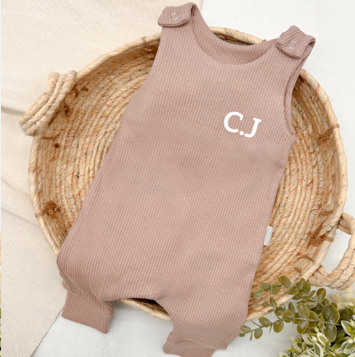 Personalised Initial Ribbed Dungarees