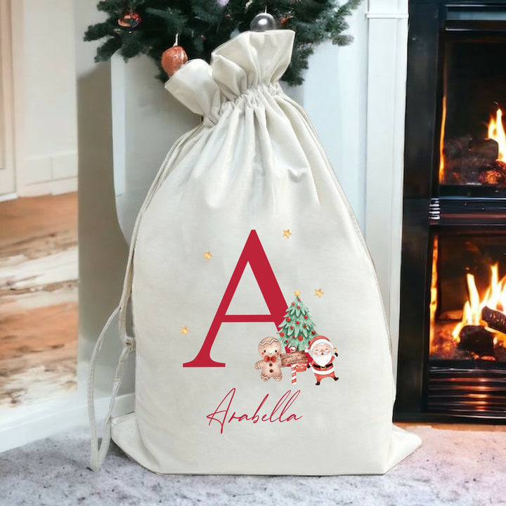 Personalised Christmas Initial Stocking or Santa Sack