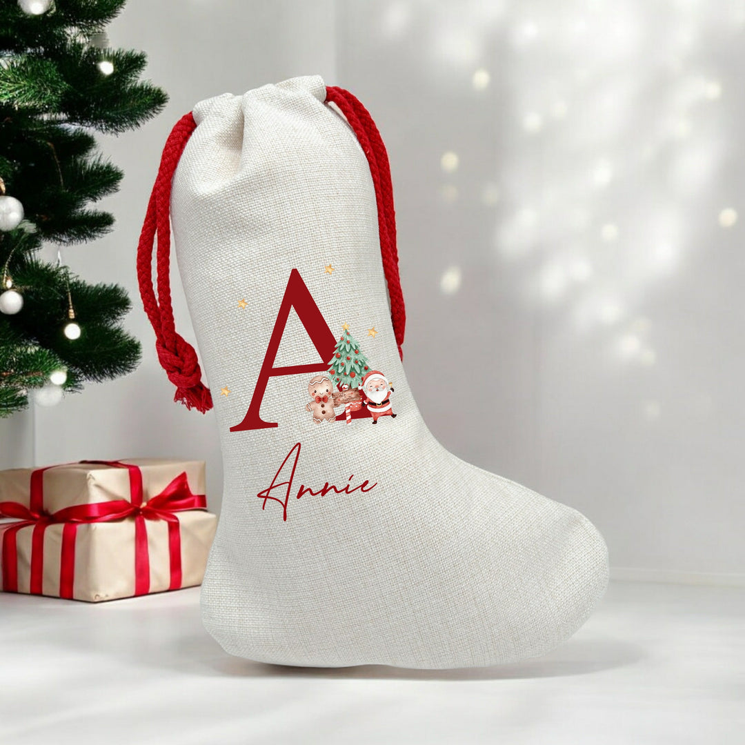 Personalised Red Christmas Initial Santa Sack or Stocking