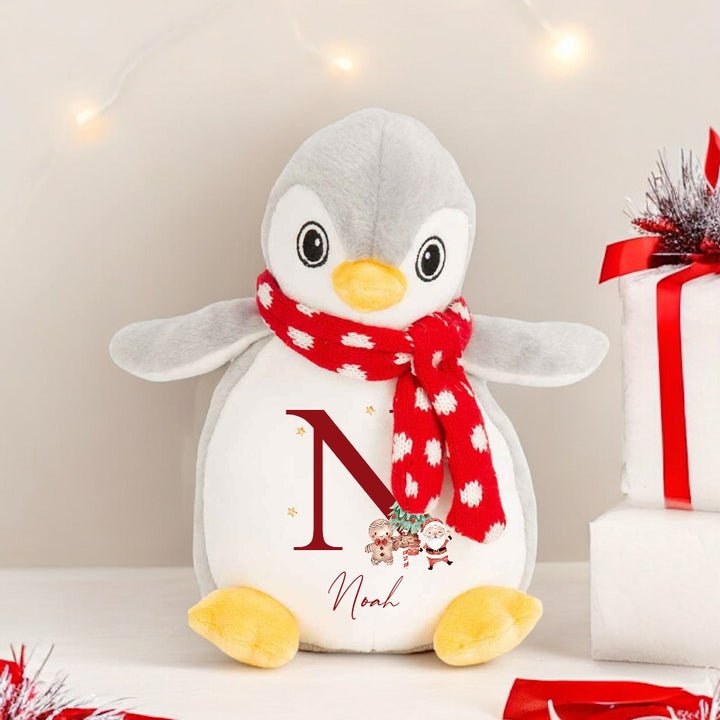 Personalised Red Initial Christmas Reindeer/Penguin/Bunny Teddy