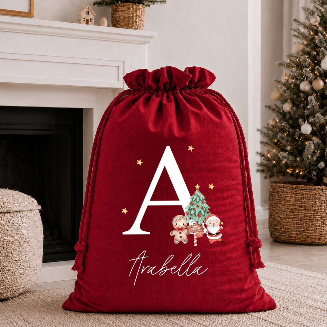 Personalised Christmas Initial Stocking or Santa Sack