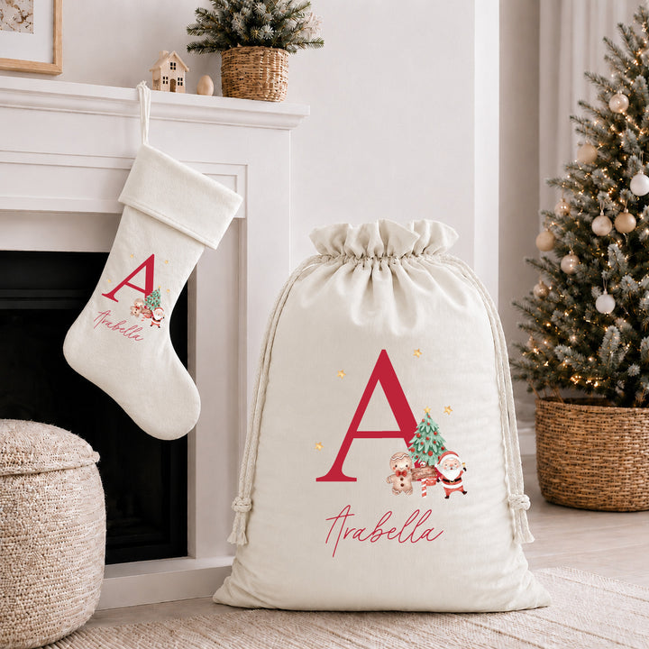 Personalised Christmas Initial Stocking or Santa Sack