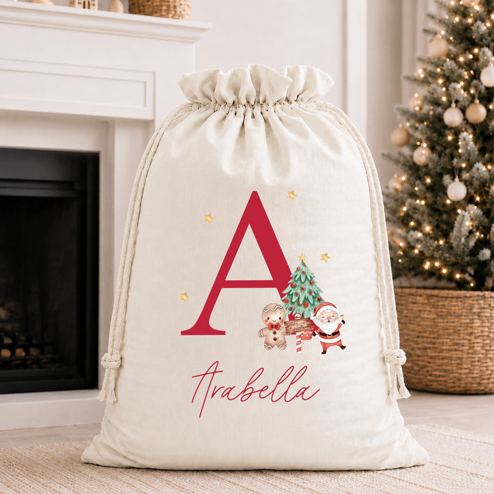 Personalised Christmas Initial Stocking or Santa Sack