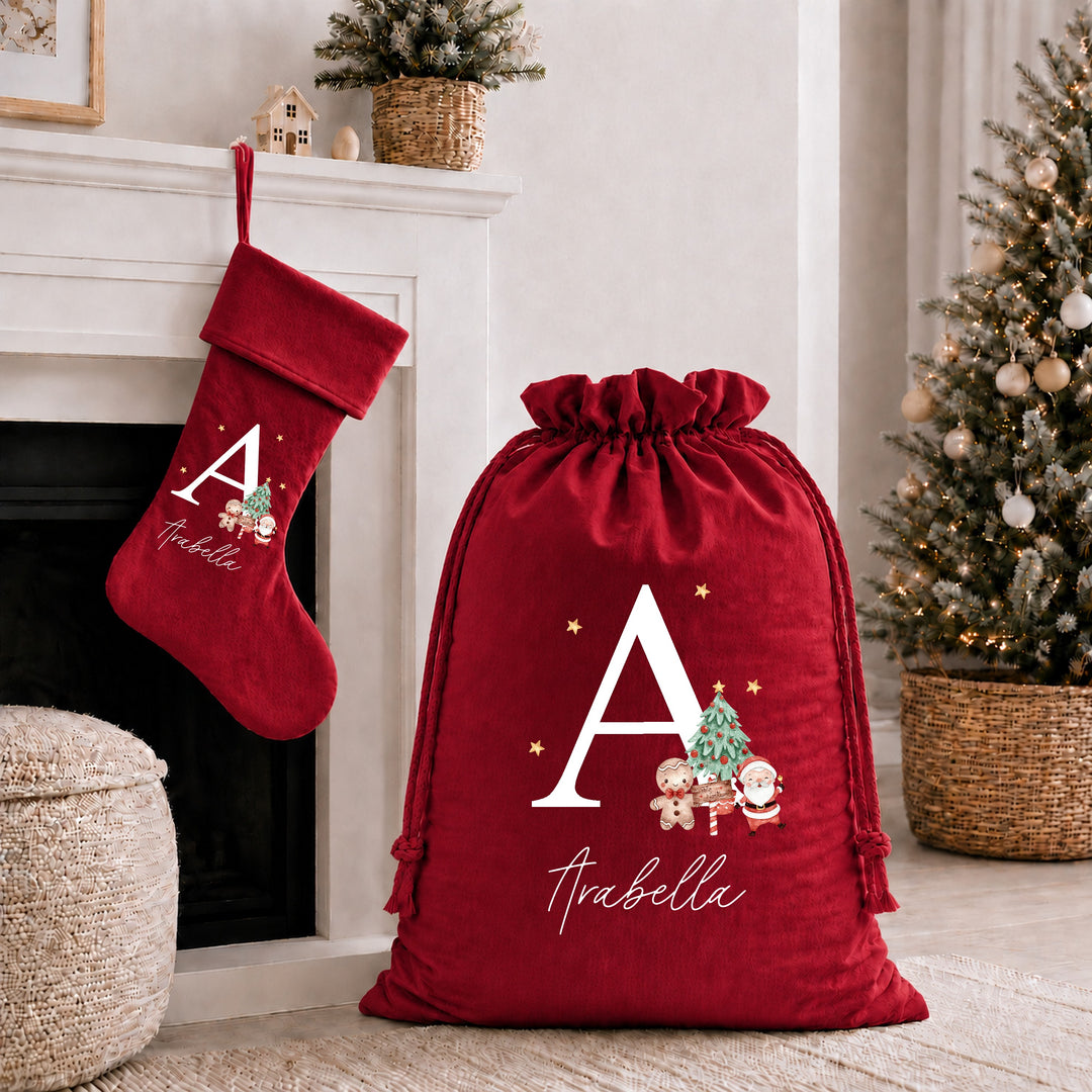 Personalised Christmas Initial Stocking or Santa Sack