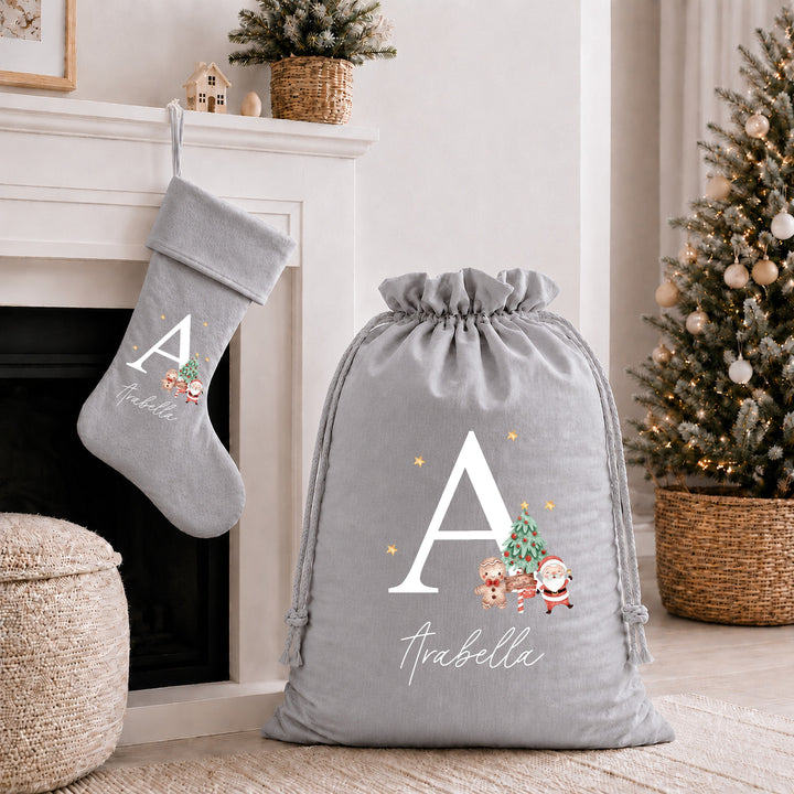 Personalised Christmas Initial Stocking or Santa Sack