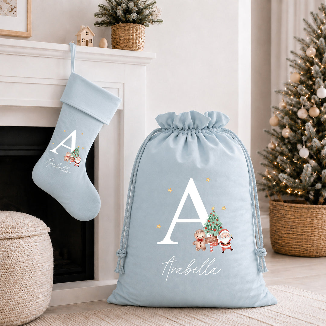 Personalised Christmas Initial Stocking or Santa Sack