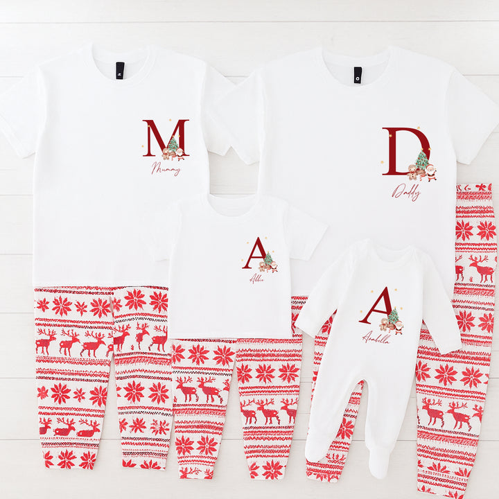 Personalised Initial Matching Christmas T-shirts With Optional Trousers