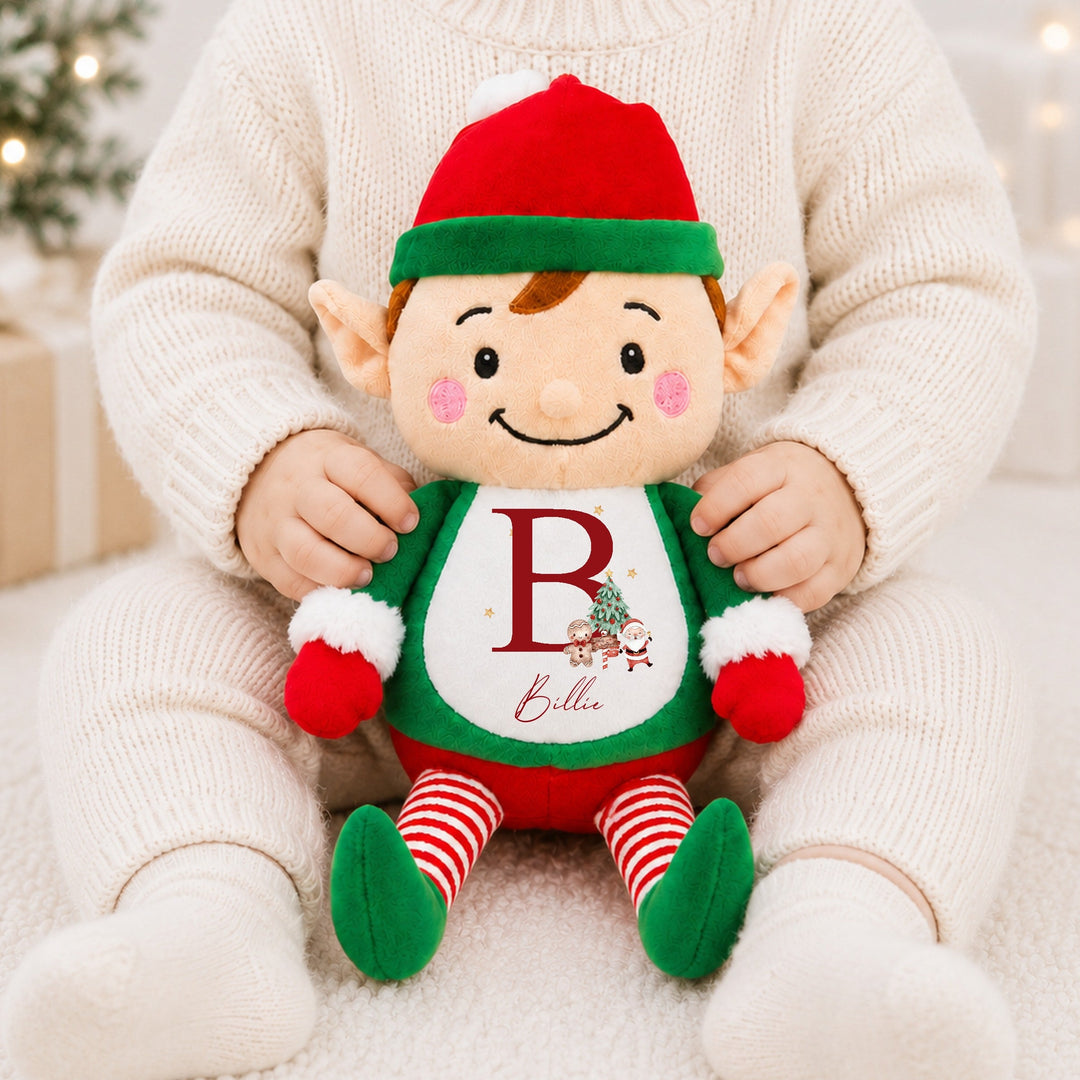 Personalised Red Santa Initial Christmas Soft Toy