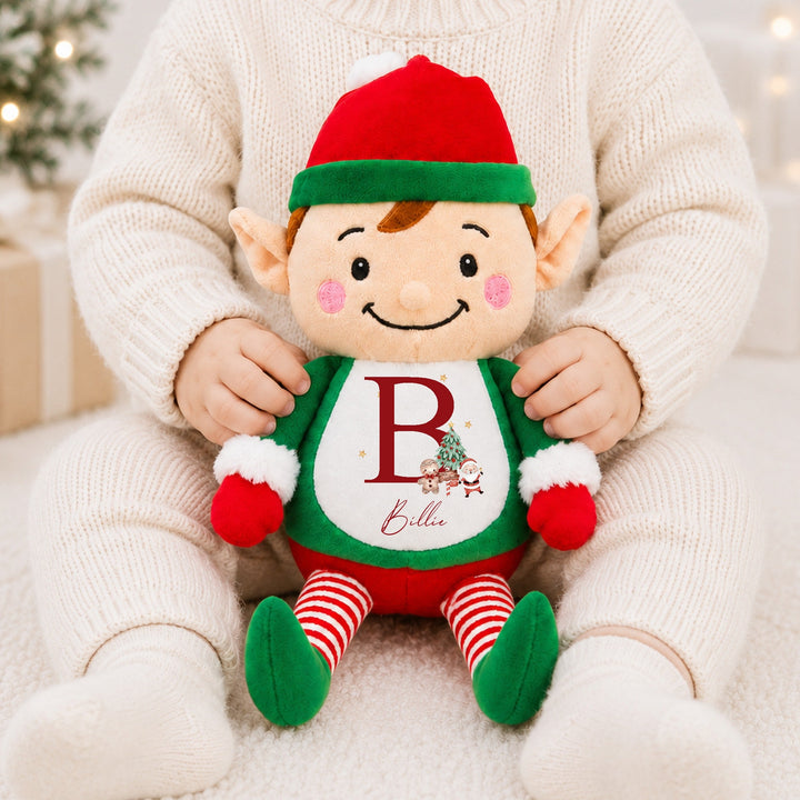 Personalised Red Santa Initial Christmas Soft Toy