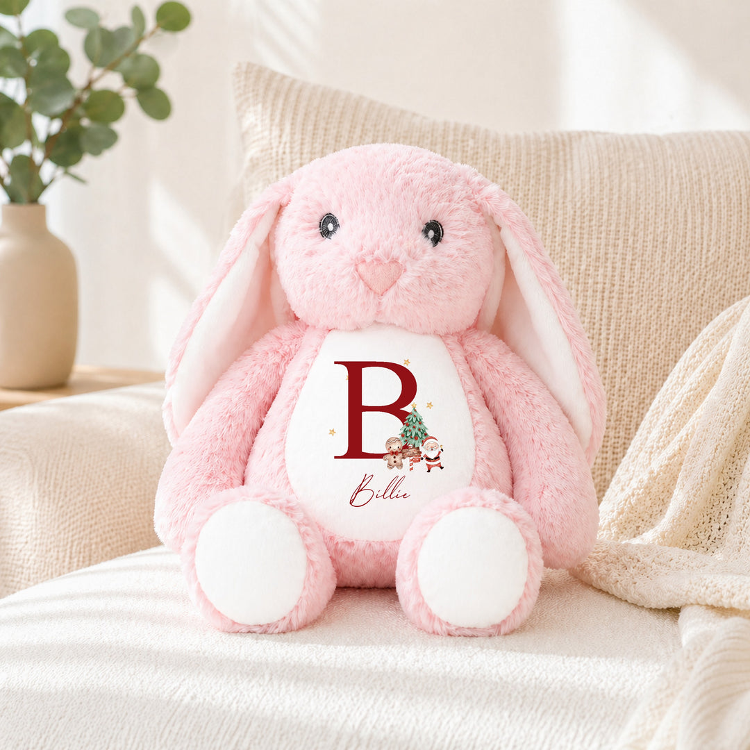 Personalised Red Santa Initial Christmas Soft Toy