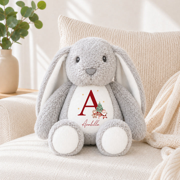 Personalised Red Santa Initial Christmas Soft Toy