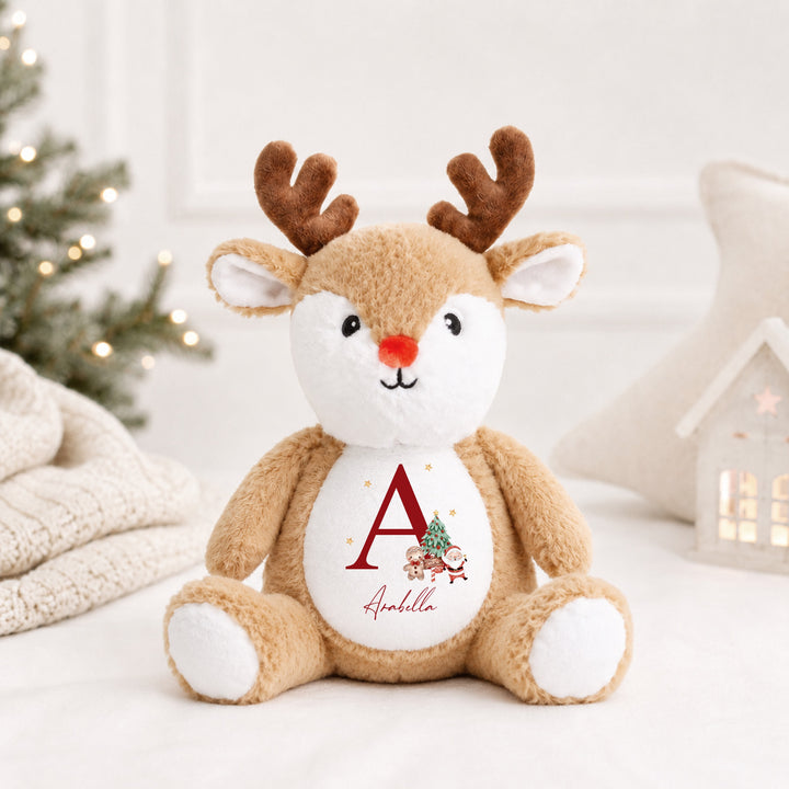 Personalised Red Santa Initial Christmas Soft Toy