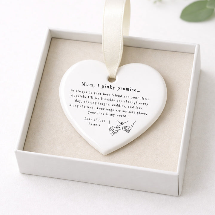 Personalised Mum Pink Promise Ceramic Ornament