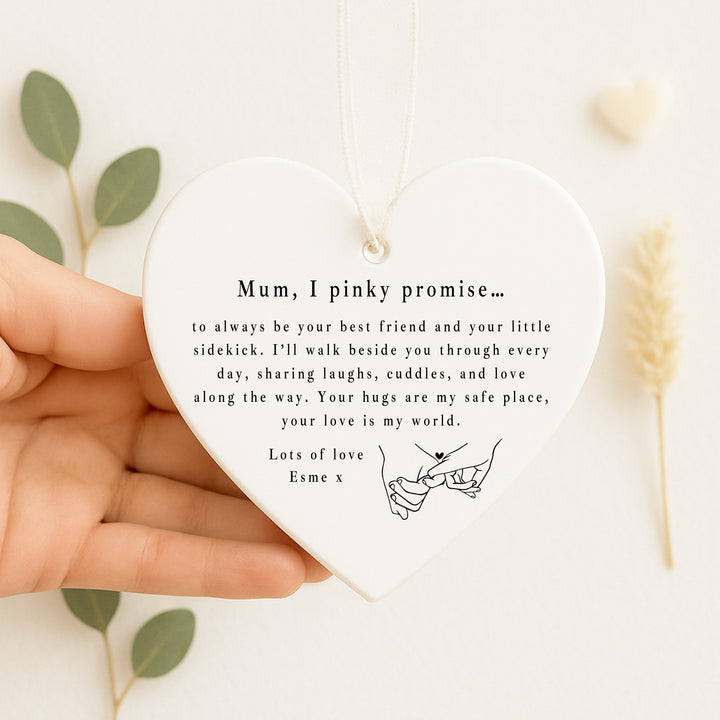 Personalised Mum Pink Promise Ceramic Ornament