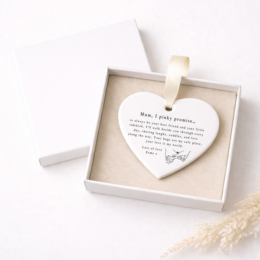 Personalised Mum Pink Promise Ceramic Ornament