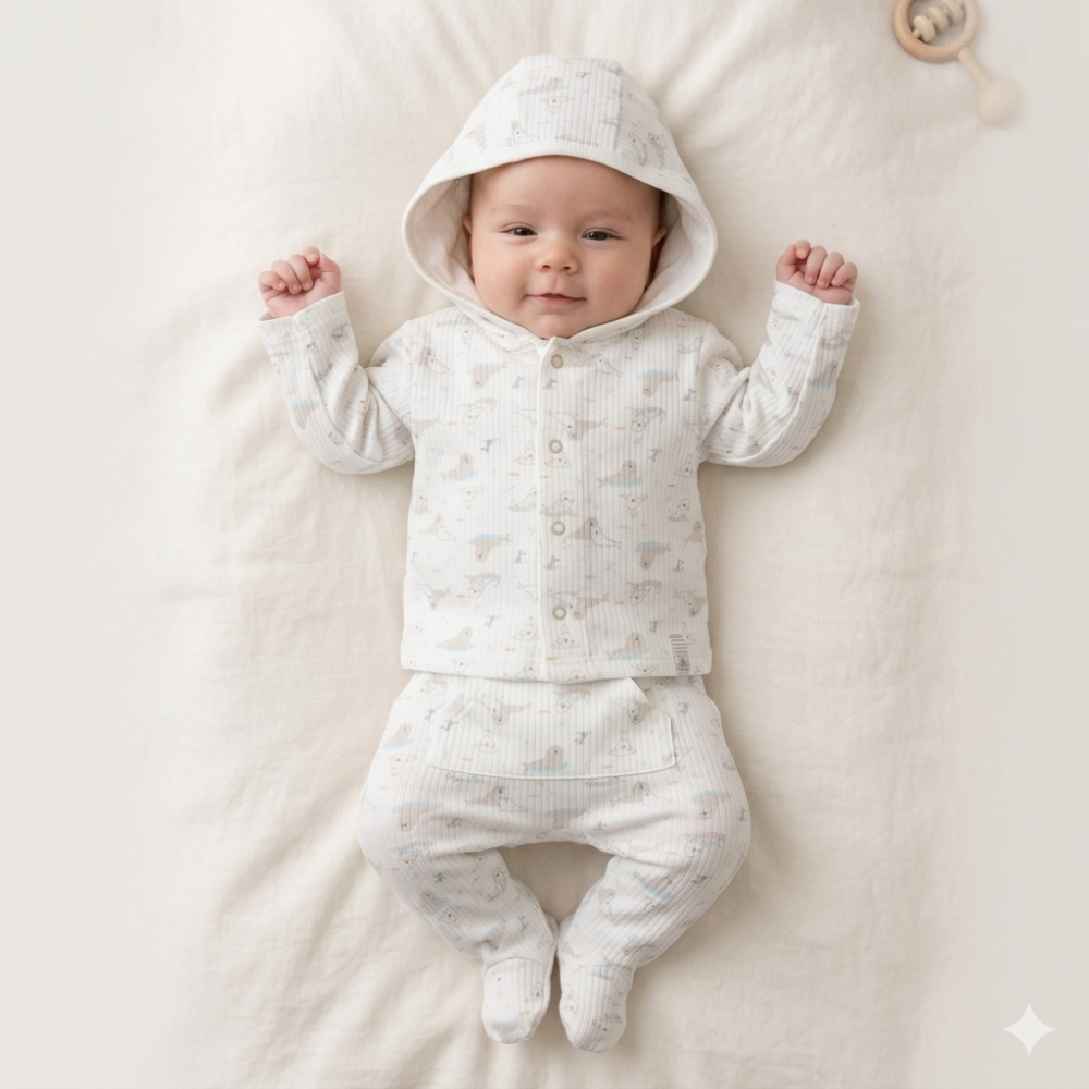 Baby Unisex Seals Ribbed Jacket &amp; Footed Pant Outfit