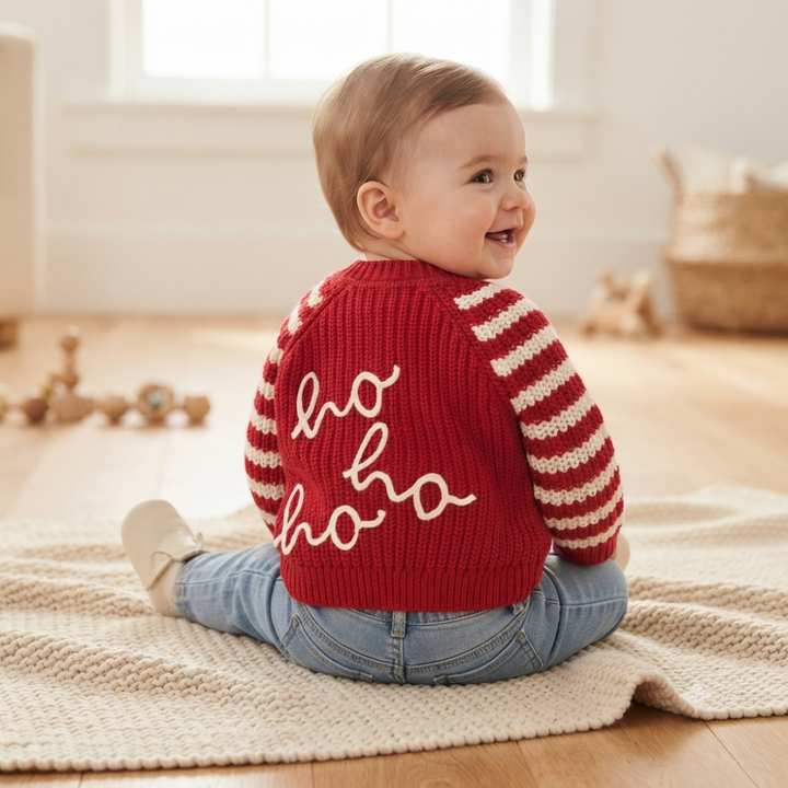 Ho Ho Ho Red Stripe Chunky Knit Cardigan