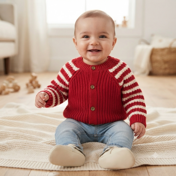 Ho Ho Ho Red Stripe Chunky Knit Cardigan