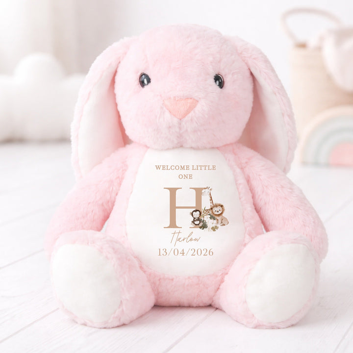 Personalised Beige Safari Welcome Little One Soft Toy