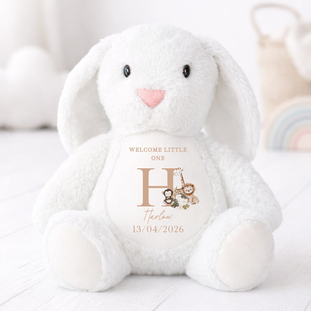 Personalised Beige Safari Welcome Little One Soft Toy