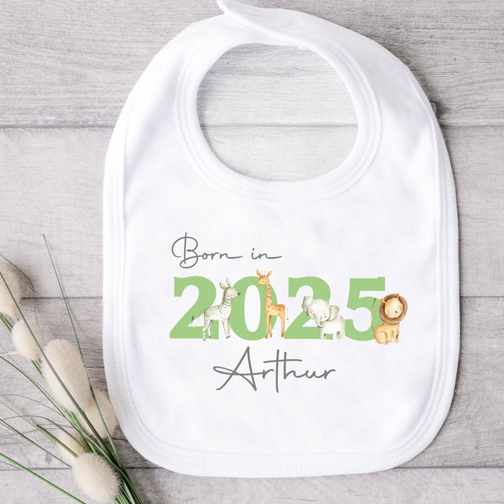 Personalised Born in 2025 Green Jungle Babygrow/Vest