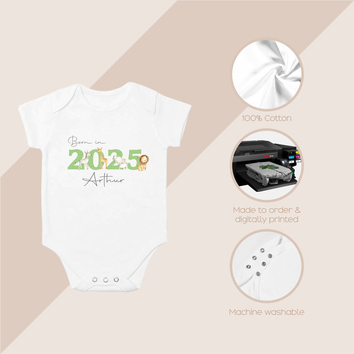 These baby vests and baby grows/sleepsuits are 100% Cotton and are made to order. They can be machine washed