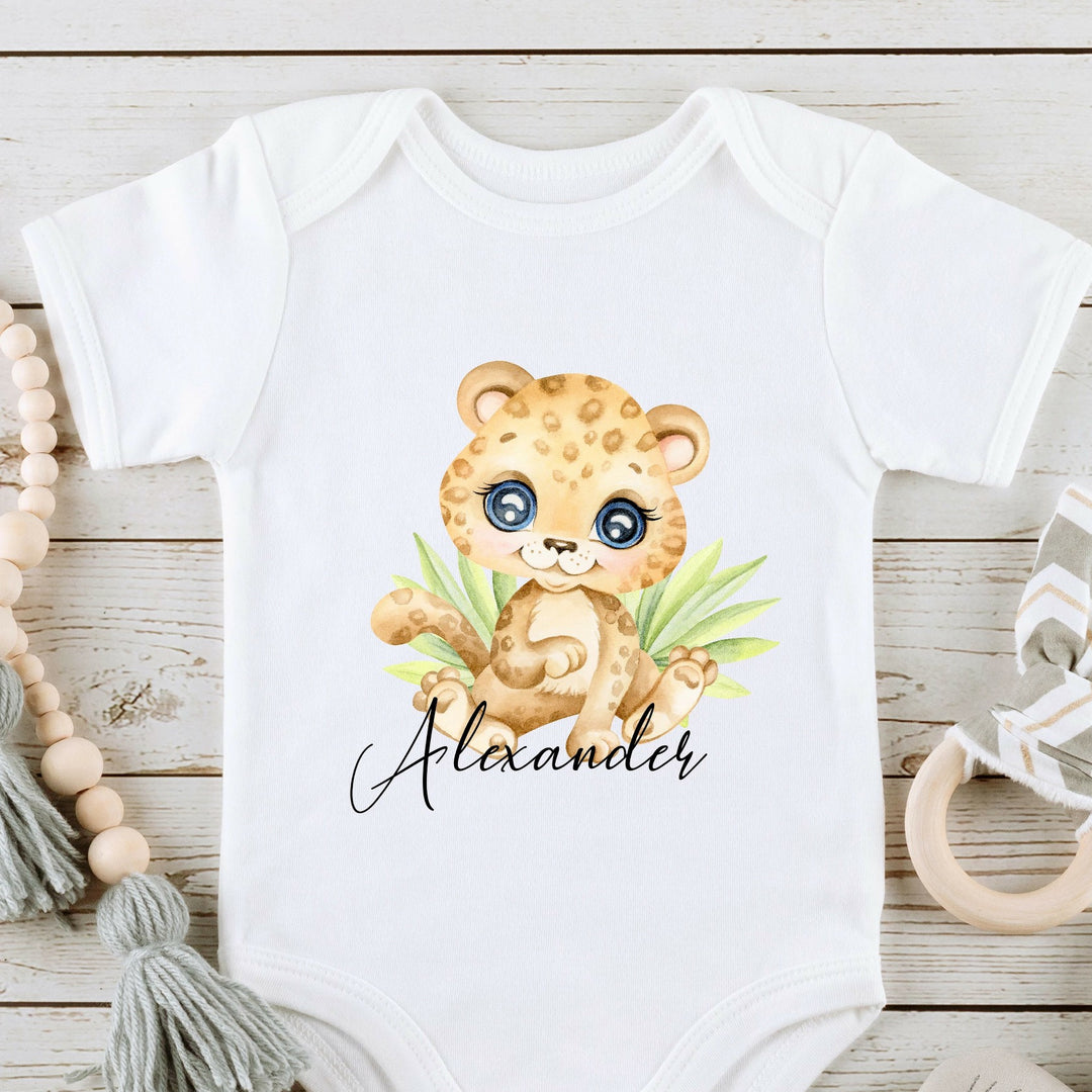 Personalised Jungle Lion Name Babygrow/Vest