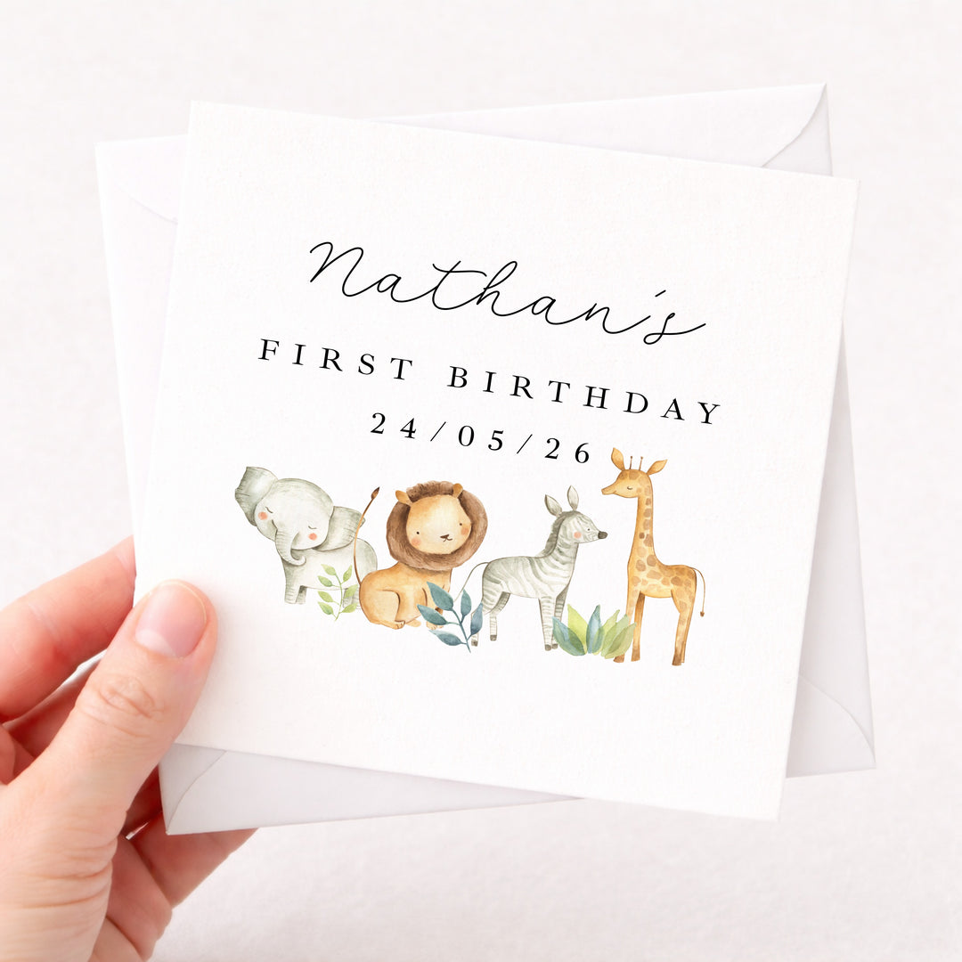 Personalised Safari Gang Any Age Birthday Card