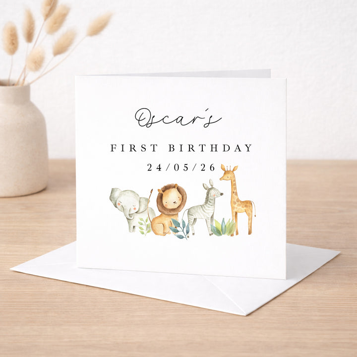 Personalised Safari Gang Any Age Birthday Card