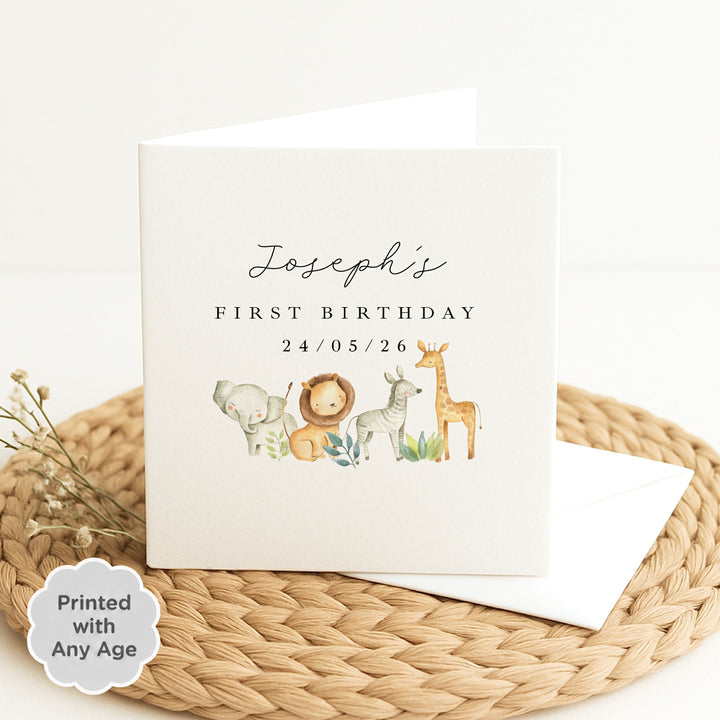 Personalised Safari Gang Any Age Birthday Card