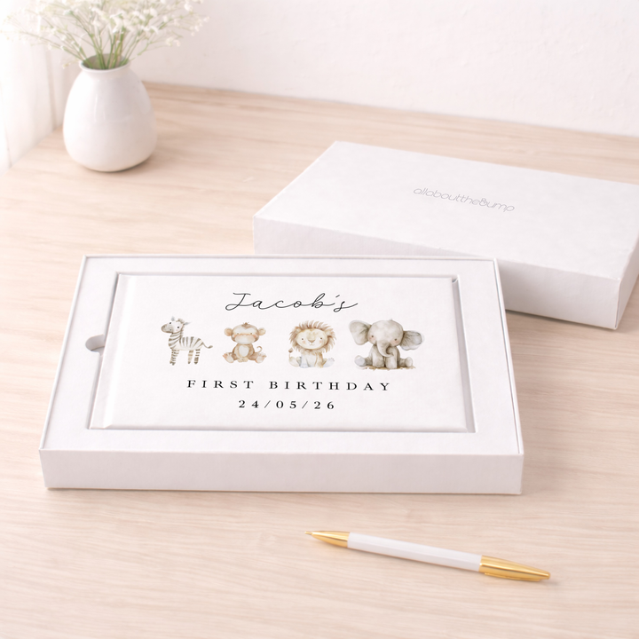 Personalised Watercolour Safari Birthday Party Guest Book