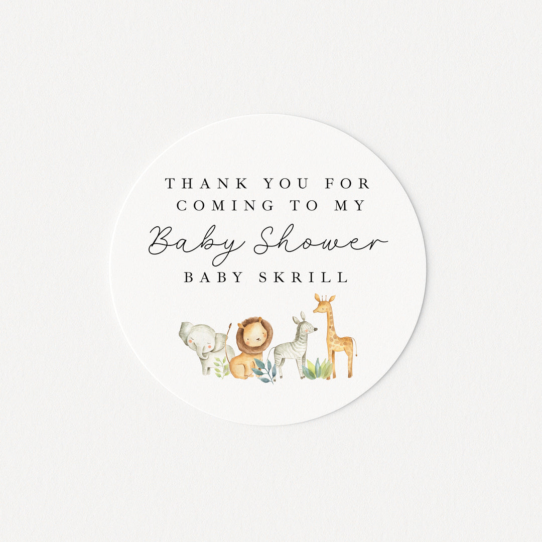 Personalised Jungle Scene Baby Shower Stickers