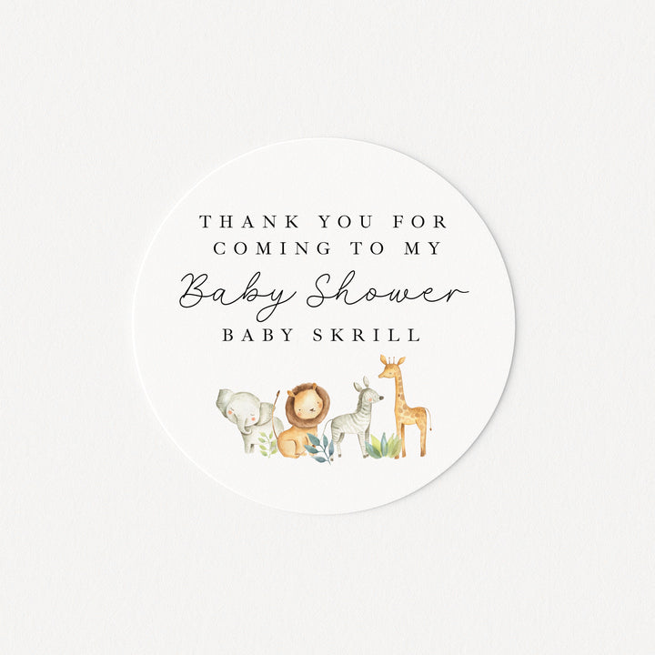 Personalised Jungle Scene Baby Shower Stickers