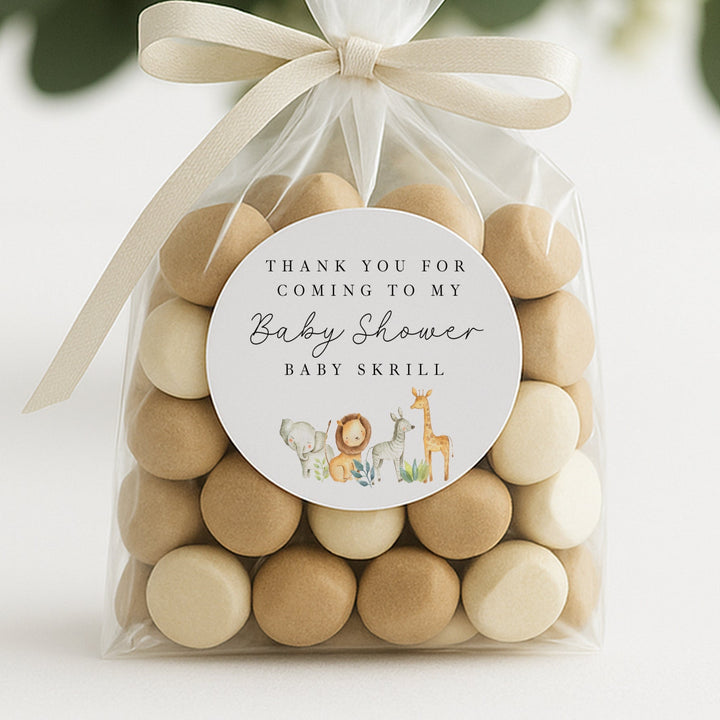 Personalised Jungle Scene Baby Shower Stickers